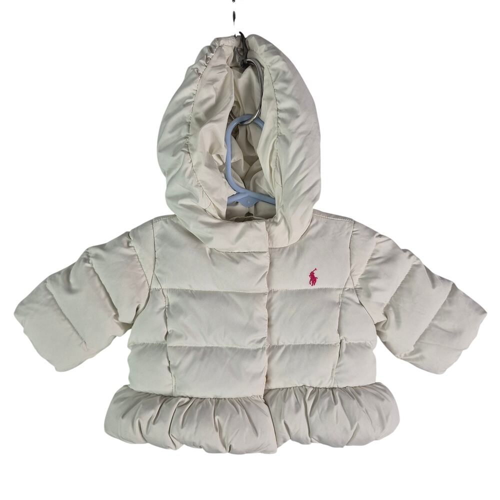 POLO RALPH LAUREN Peplum Puffer White Baby Jacket Size 3M